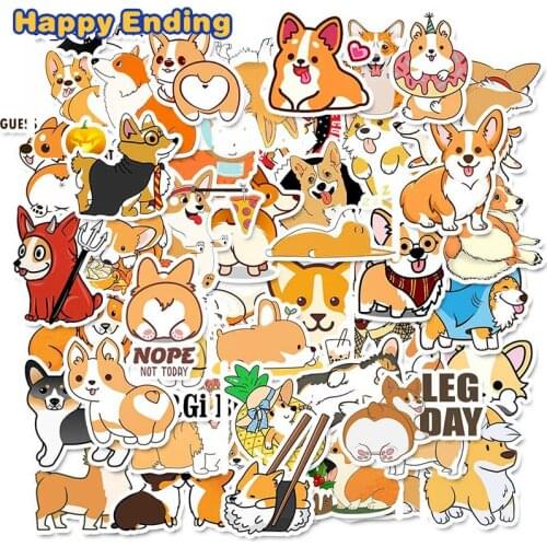 10/30/50Pcs Cartoon Welsh Corgi Pembroke Stickers For Kid Case Laptop Motorcycle Skateboard Luggage Decal Children Toy Sticker