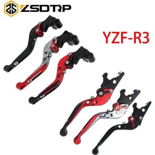 ZSDTRP 2 Pcs Motorcycle CNC Folding Extendable Brake Clutch Levers For Yamaha YZFR3 YZF-R3 2005-2015 Red Black Titanium Color
