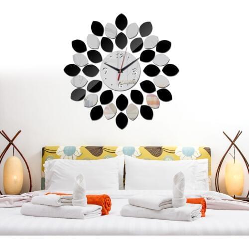 2016 new clock watch wall home decoration clocks reloj de pared 3d acrylic Mirror Living Room Quartz double color wall sticker