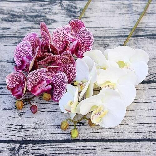3D Printing 6Heads Artificial Orchid Flowers flores-artificiais fake Moth flor Butterfly Orchid for Home Wedding Decoration