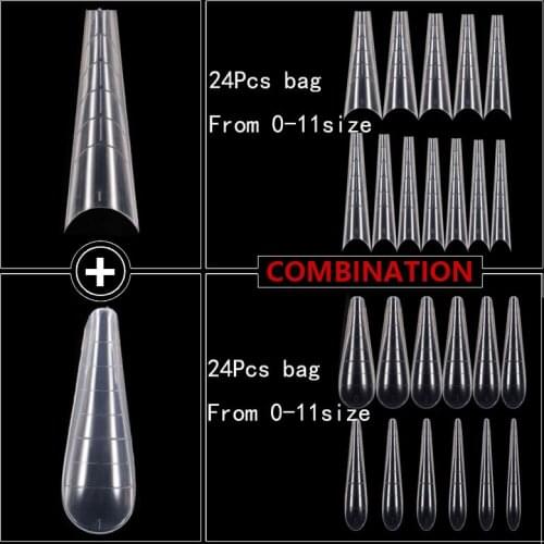 48pcs Nails Forms False Mold Square Stiletto Tips Sharp Quick Building Poly UV Gel Extension Mould Upper Forms