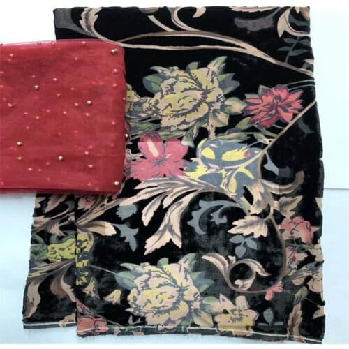 5+2 Yards african velvet lace fabric 2020 high quality with embroidered velvet silk fabric for wedding sewing material.L78226