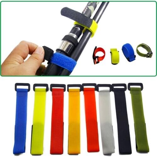 5Pcs/lot Multicolor Reusable Fishing Rod Tie Holder Strap Suspenders Fastener Hook Ties Belt Fishing Tackle Accessories