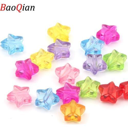 50PCS Acrylic Transparent Beads DIY Multicolor Star Beads Making Necklaces Bracelets Wholesale 11 mm