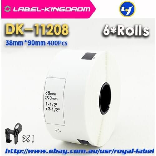 6 Refill Rolls Compatible DK-11208 Label 38mm*90mm 400Pcs Compatible for Brother Label Printer White Paper DK11208 DK-1208