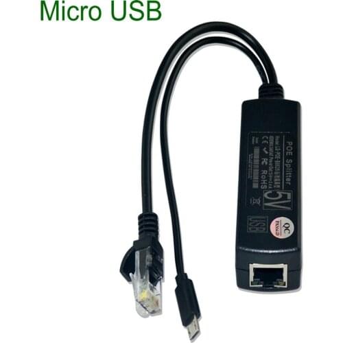 48V to 5V 12W Active PoE Splitter IEEE802.3af/at Mirco USB Power Over Ethernet Cable poe adapter for Raspberry Pi