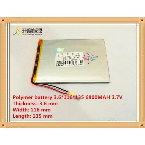 Free shipping large capacity 3.7 V tablet battery 6800 mah each brand tablet universal rechargeable lithium batteries36116135