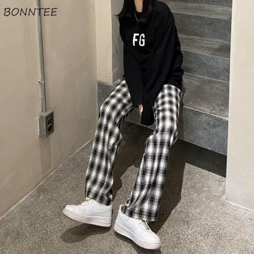Pants Women Plaid Ladies Clothing Summer Hot Sale Loose Wide Leg Trousers Leisure Popular All-match Streetwear Simple Daily Chic