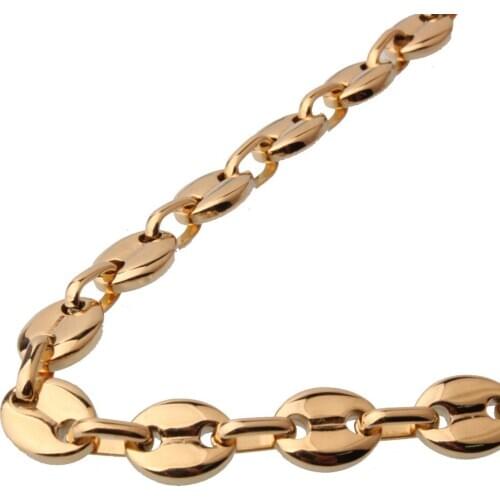 Hot Saling 7/9/11mm Wide Stainless Steel Necklace Or Bracelet Mens Womens Gold Color Coffee Beans Link Chain Jewelry 7-40"