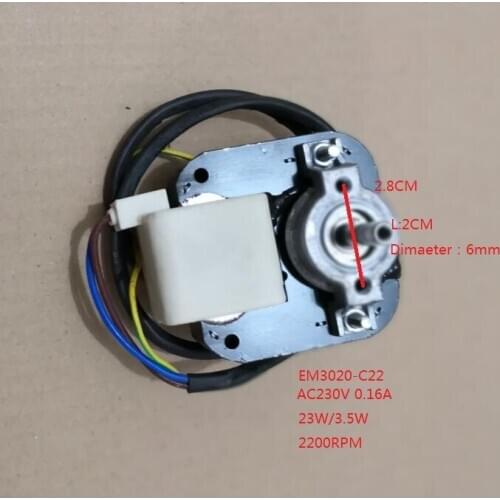 Freezer Parts Shaded Pole fan motor EM3020L-C22 23W/3.5W 2200RPM