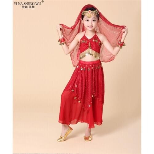 Kids Belly Dance Costumes Set Oriental Dance Girls Belly Dancing Child India Belly Dance Clothes Kids Indian Bellydance Costumes