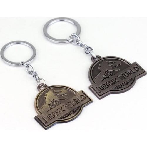 Dongsheng Trendy Cool Movie Jurassic World Dinosaur Metal Keychains Keyrings For Women Men Kids Children Fans Jewelry Gift