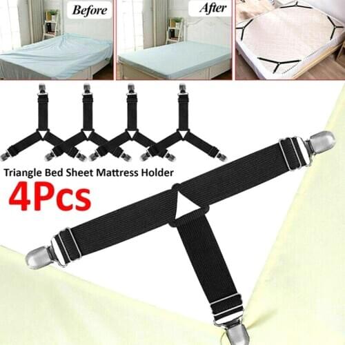 4pcs/set Fixing Slip-Resistant Adjustable Bed Sheet Clips Cover Grippers Holder Mattress Duvet Blanket Fastener Straps Belt