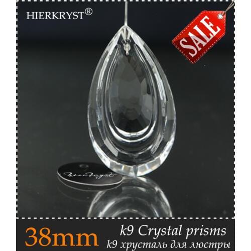 HIERKYST 5 pcs K9 Glass Crystal Prisms Pendants Chandeliers Parts Lustres Rainbow Lamp Lighting Hang Drops 38mm 1.49" #2250-1A