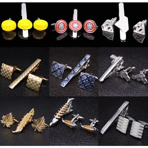 AS Laser metal Cufflinks Tie Clip New Fashion Music Jewelry helmet pistol tie clip mens Wedding Shirt badge pin clip gift