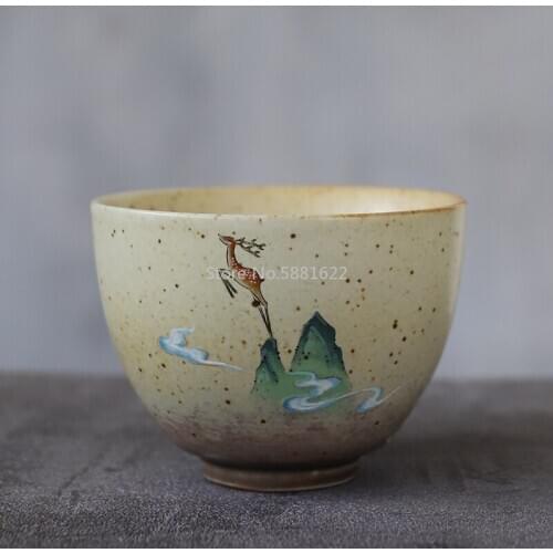 Ceramic teacup handmade deer chinese tea cup 90ml