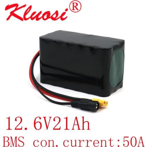 KLUOSI 3S6P 12V 21Ah 12.6V 20Ah with 50A BMS Orline Lithium Battery Pack 500Watt High Power for Motor Scooter Light Etc XT60