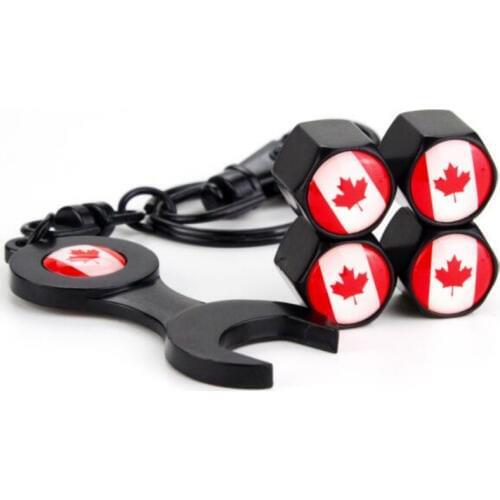 4pcs Wheel Valve Stems Caps 1pc Wrench Canada Flag Logo Automobiles for Toyota Proda Corolla 2014 Auris Camry Verso Hilux Tundra