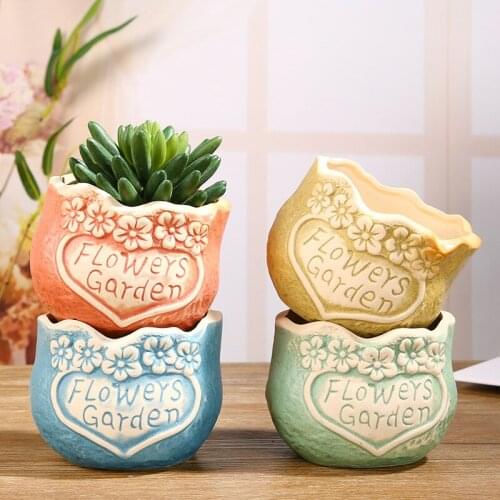 Round Heart-shaped Ceramic Flowerpot Household Small Vase Fresh Fleshy Plant Plain Surface Vases Home Decoration Accessories