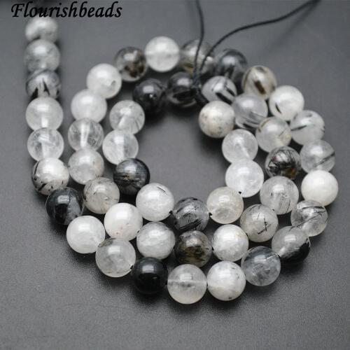 4mm 6mm 8mm Natural Black Hair Rutilated Quartz Stone Round Loose Beads High Quality Fashion Jewelry Making Supplies