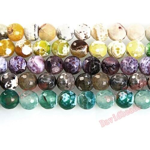 Fctory Price 16" Strand Natural Stone Faceted Fire Agat Round Beads 10MM Pick Color For Jewelry diy