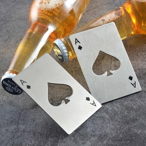 Spades A Credit Card Size Casino Opener Creative Poker Portable Stainless Steel Cap Can Bottle Opener Beer Bar Tool Accessories