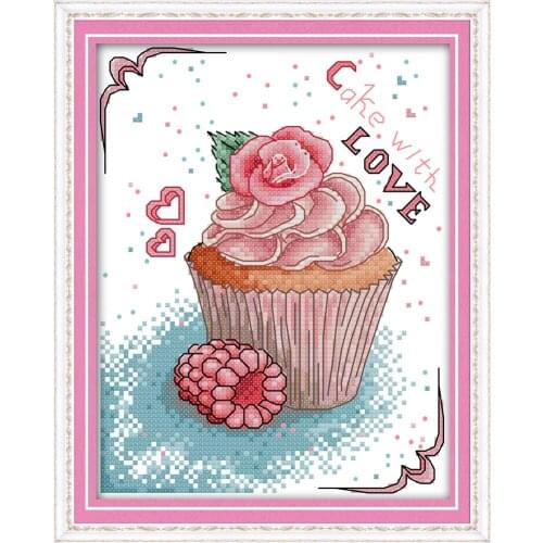 Love cake cross stitch kit aida 14ct 11ct count print canvas stitches embroidery DIY handmade needlework