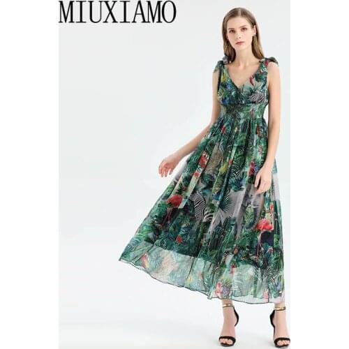 MIUXIMAO High Quality 2020 Runway Designer Spring Dress Zebra Butterfly Elegant Casual beach dress Long Dress Women vestidos