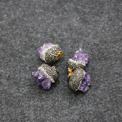 Trendy Fashion) Purple Crystals Necklace Drop Pendants in Horn Point, Plated Large Semi Stone Necklace