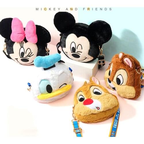 Disney Cartoon Plush Messengers Bag Minnie Mickey Donald Duck Multi-function Cosmetic Bag Pocket Purse Children Toy Kids Gift