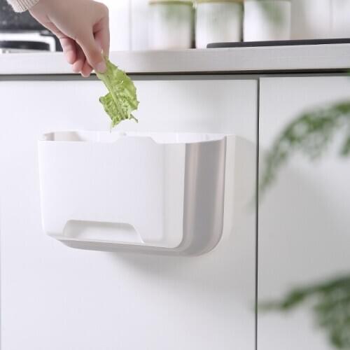 Kitchen Wall-mounted Self-adhesive Foldable Trash Can Toilet Strong Bearing Punch-free Sundry Storage Basket for Car Home Office