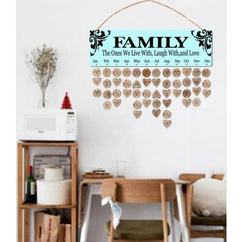 Hanging Wooden Calendar Plaque Home Room Wall Decor Decor Kit 15.7"x4.7"