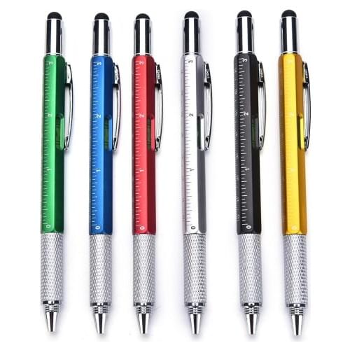 Peerless 6 In 1 1pcs/lot Tool Ballpoint Pen Screwdriver Ruler Spirit Level With A Top And Scale touch Screen Ball Pen