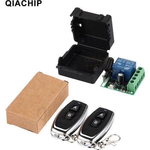 QIACHIP 433MHz Universal Wireless Remote Control DC 12V 1CH Relay Receiver Module RF Switch 1 Button Remote Control Gate Garage