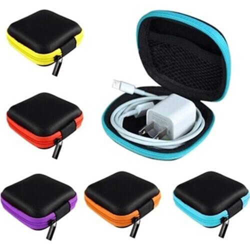 Portable Mini Jewellery Packing Box Zipper Headphones Box In-ear Earphone Cases EVA Square Earbuds Headset Carry Pouch Bags 1Pcs