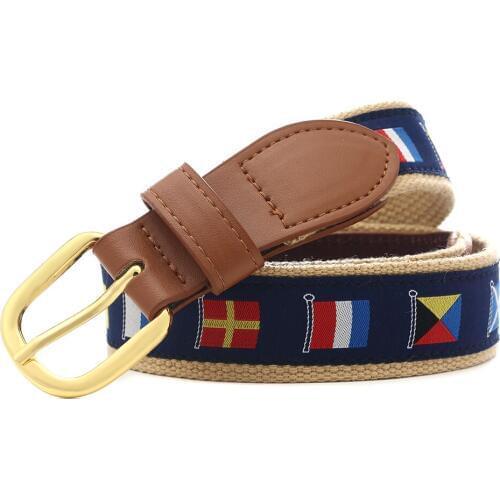 Leather embroidery canvas belt needle buckle lazy belt students simple belt low-cost manufacturers direct For children adults
