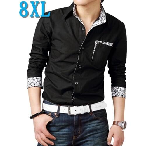 Casual Shirts Mens Clothing Oversized Tops Cotton Overweight Long Sleeve Turndown Collar Style Big Plus Size 8XL Free Shipping