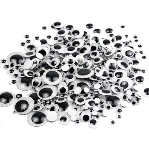DIY Wiggly Googly Eyes Black White Self-Adhesive Doll Eye Movable Simulation Animal Eyeball Kindergarten Children Craft Supplies