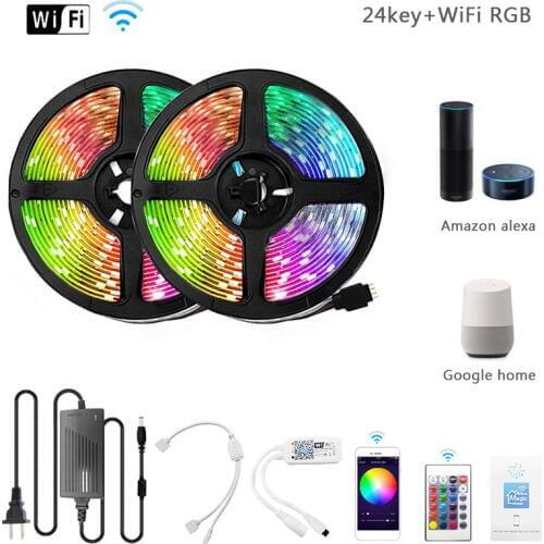 WIFI led strip light 12v RGB lights waterproof smd 2835 tape strips lamp IR 24 44 keys Bluetooth control neon White / warm white