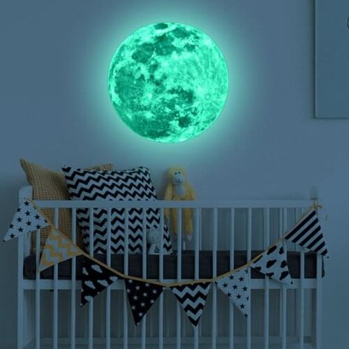 Luminous Moon Wall Decoration Sticker For Kids Room Living Room Bedroom Door Wall Home Decoration PVC Wall Stickers