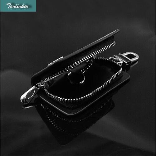 Tonlinker 1 PCS Car styling New Leather Black or Brown Car Key Cover Cases Bag Sets Case stickers For AUDI Q3 Part Accessories