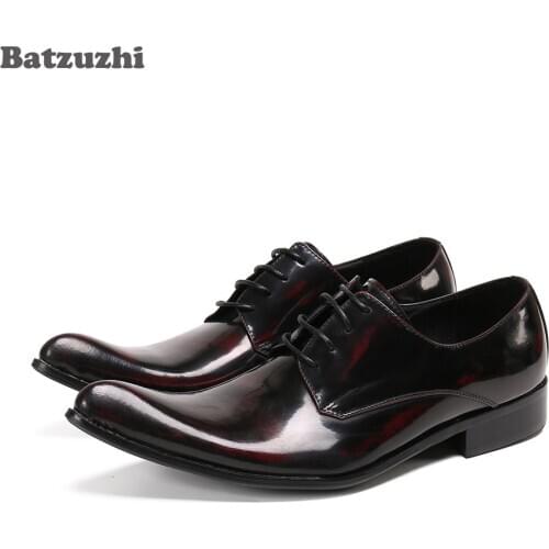 Batzuzhi New Arrival Mens Shoes Pointed Toe Genuine Leather Dress Shoes Men for Business, Party and Wedding Zapatos Hombre
