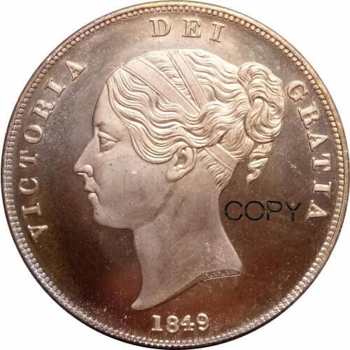 Great Britain Victoria 1 Penny 1849 Red Copper Copy Coin