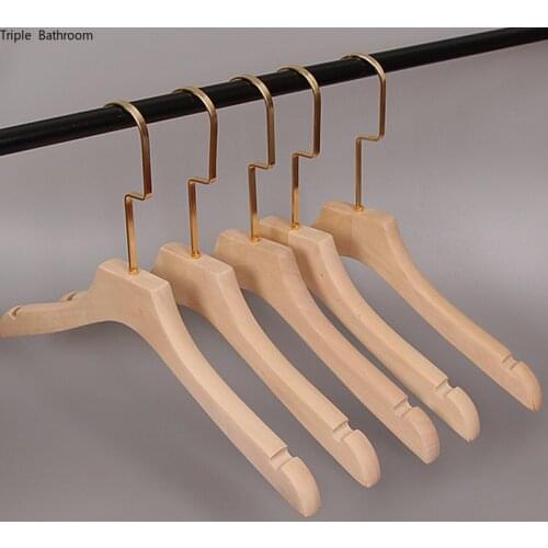 5 pcs Solid Wood Hangers Home Clothes Drying Rack Organizer Non-Slip Wooden Hangers Suit Shirt Clothing Storage Accessories