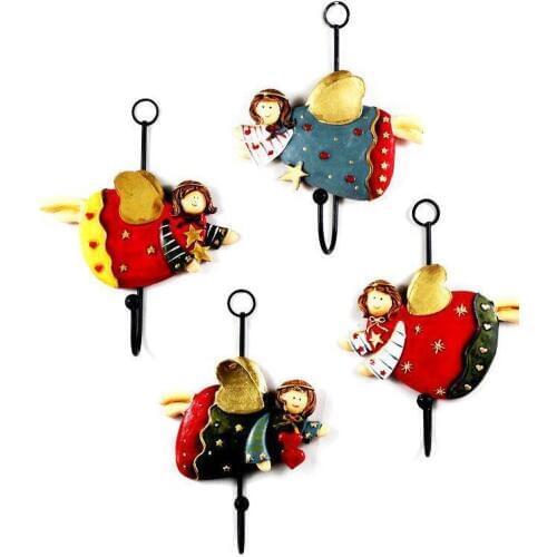 Vintage Metal Daisy Resin Wall Hooks Art Flower Rabbit Angel Designs Decorative Key Hat Coat Towel Iron Hooks Wall Hanger decor