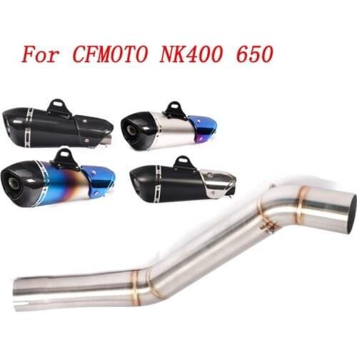 Slip On Motorcycle Exhaust Middle Link Pipe And 51mm Muffler Stainless Steel Exhaust System For CFMOTO NK400 650