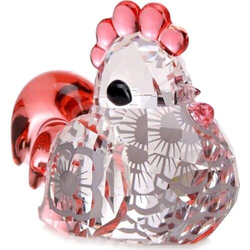 High Quality Crystal Cartoon cock Figurines rooster Car Ornament Aniaml Paperweight Wedding Gift Lady kids Favor Gift