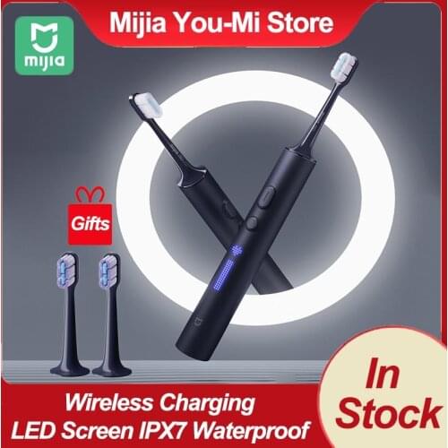 Xiaomi Mijia Sonic Electric Toothbrush T700 360° Wireless Charging LED Screen IPX7 Waterproof 2/4/6 Brushes Replacement Heads