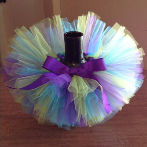 Colorful Baby Tulle Skirts Girls 100% Handmade Ballet Dance Pettiskirts Tutu with Flower Headband Kids Fluffy Party Tutu Skirts