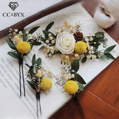 CC Combs Hair Stick Hairpin 4Pcs Enagaement Wedding Bridal Accessories For Women Girls Beach Forest Style Vintage Handmade mq064